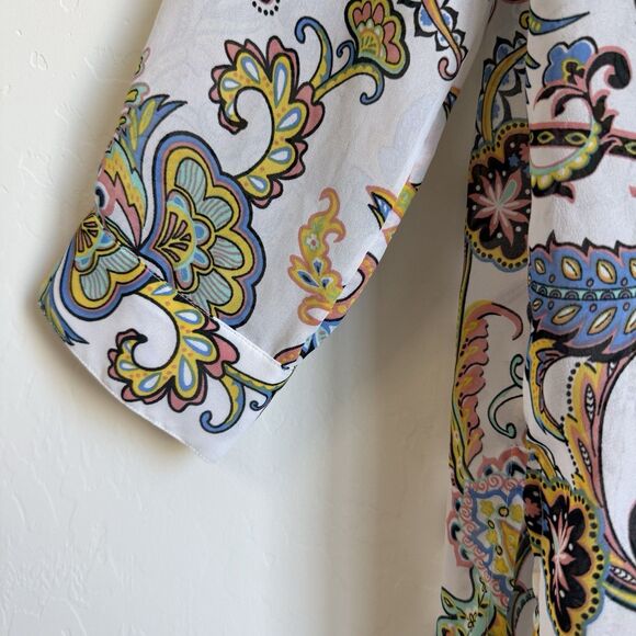 Jessica London Plus Size Sheer Boho Paisley Button Down Tunic 14W Artsy - Picture 7 of 16